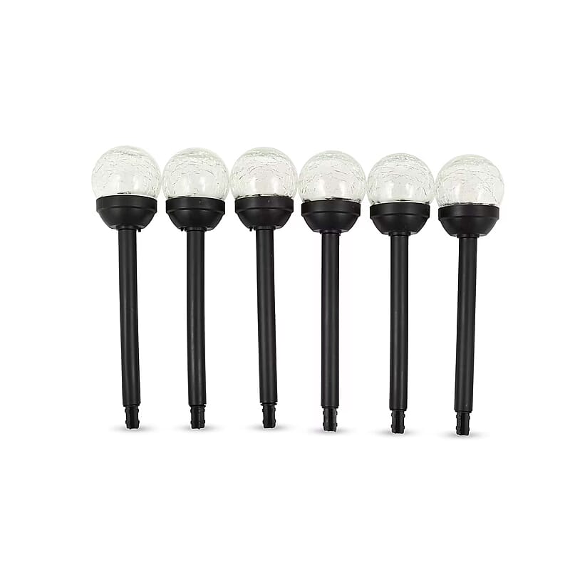 CLOSEOUT Moonrays 6 Crackle Glass Ball Solar Stake Lights