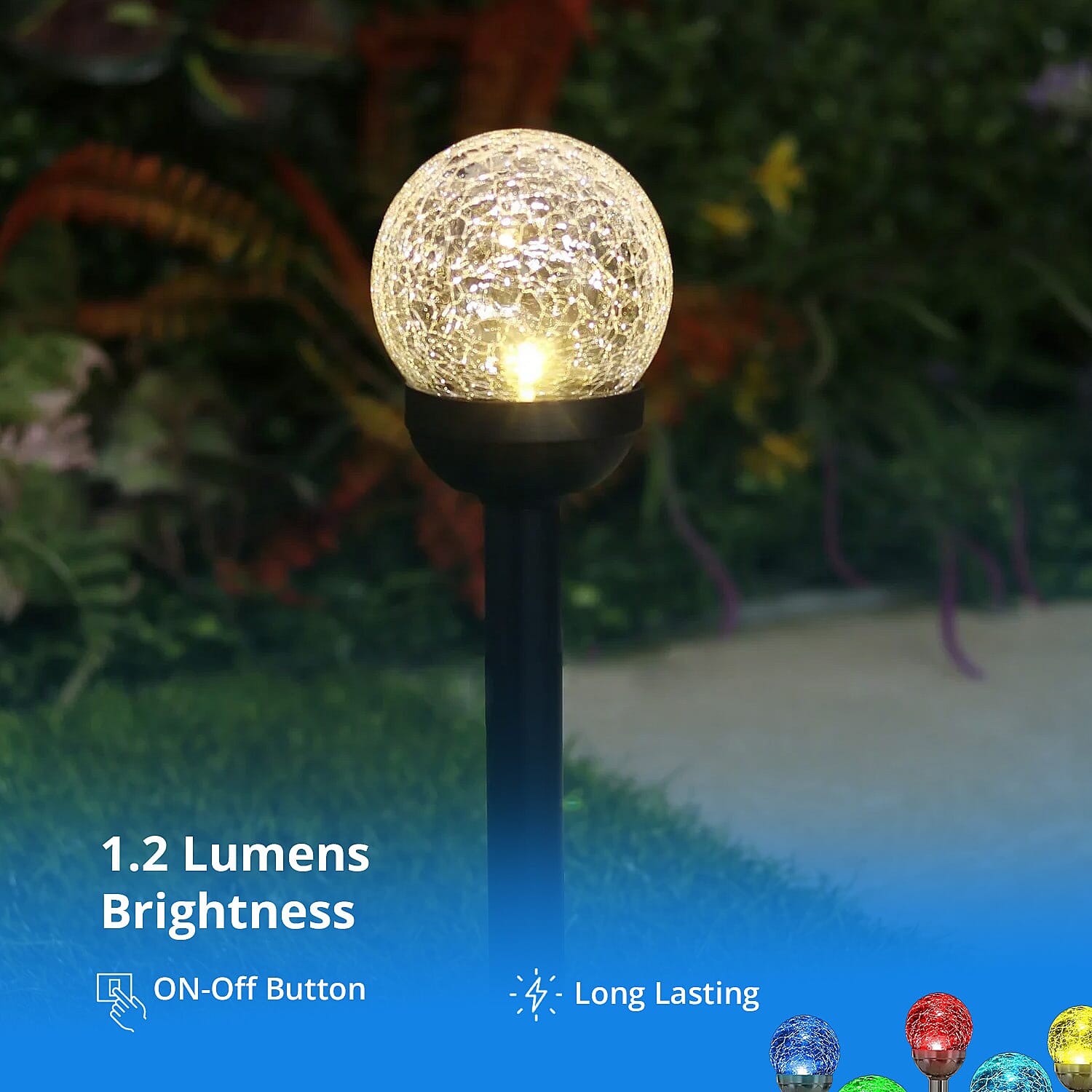 CLOSEOUT Moonrays 6 Crackle Glass Ball Solar Stake Lights
