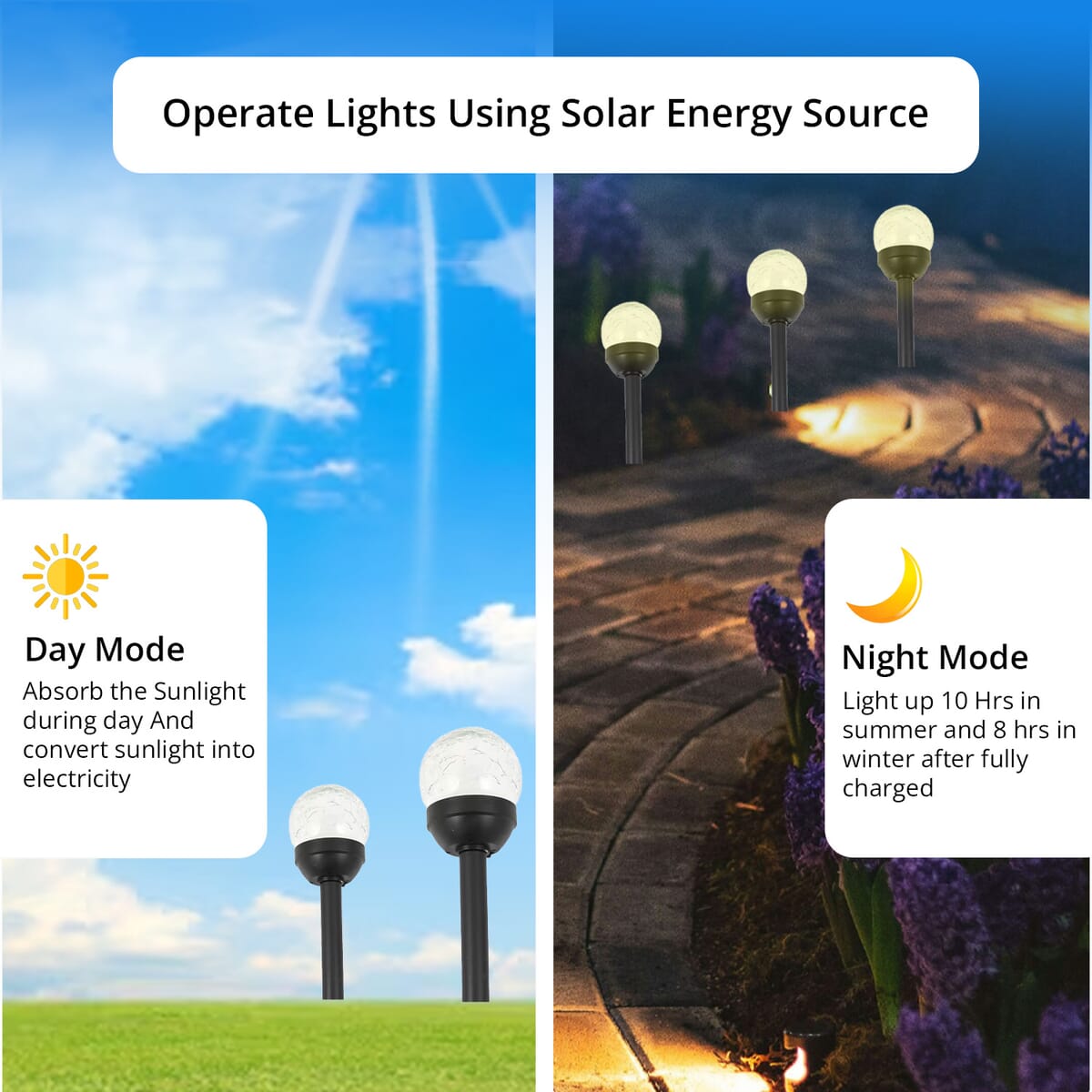 CLOSEOUT Moonrays 6 Crackle Glass Ball Solar Stake Lights image number 2