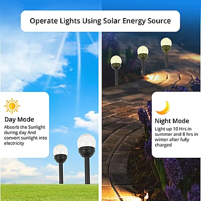 CLOSEOUT Moonrays 6 Crackle Glass Ball Solar Stake Lights
