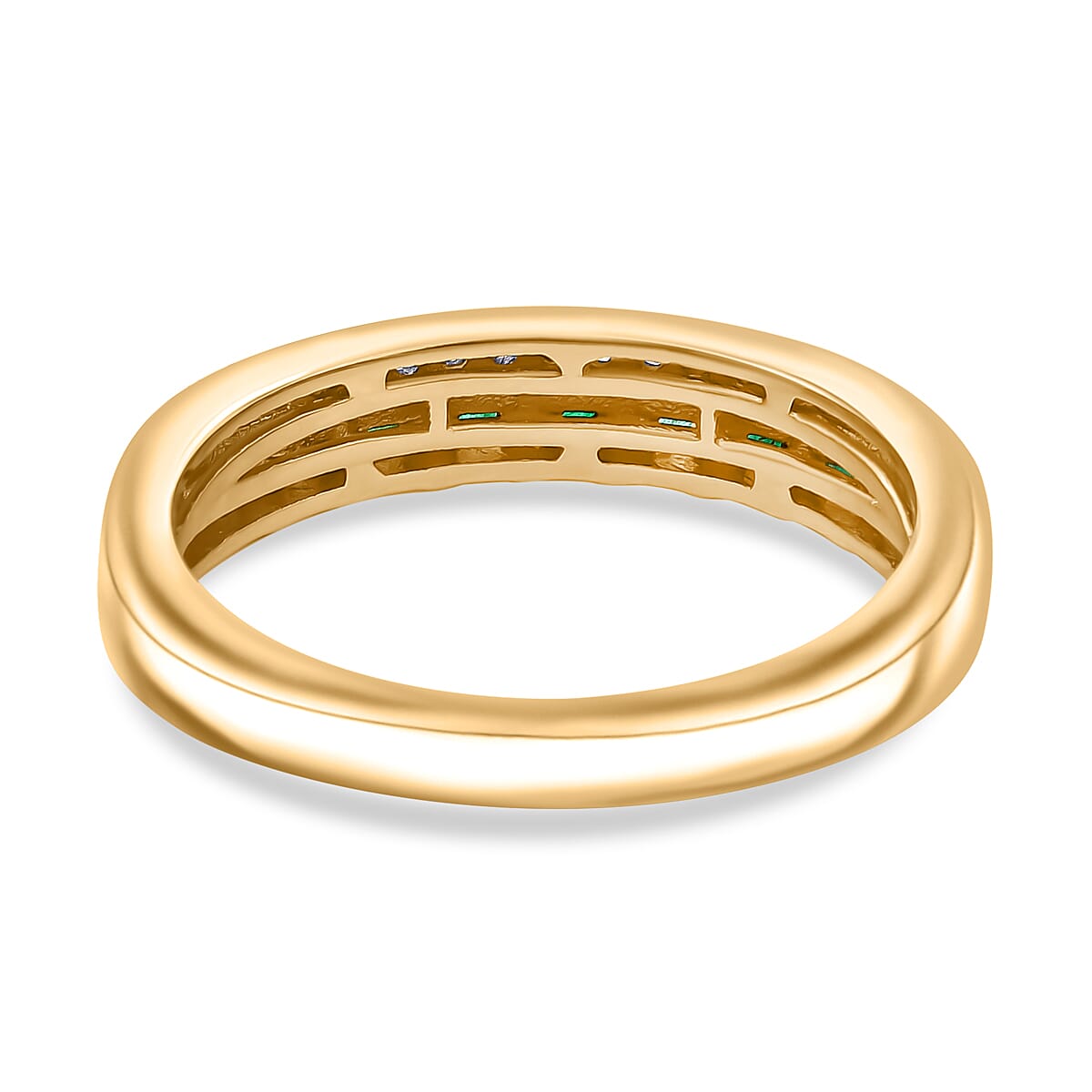 Kagem Zambian Emerald and Moissanite 0.80 ctw Ring in 18K Vermeil Yellow Gold Over Sterling Silver (Size 10.0)