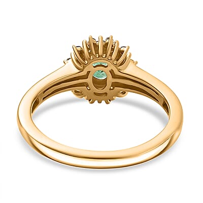 Kagem Zambian Emerald and Moissanite 0.65 ctw Ring in 18K Yellow Gold Plated Sterling Silver (Size 11.5)