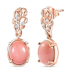 Vinicunca Peruvian Opal and White Zircon Fancy 4.93 ctw Earrings in Sterling Silver