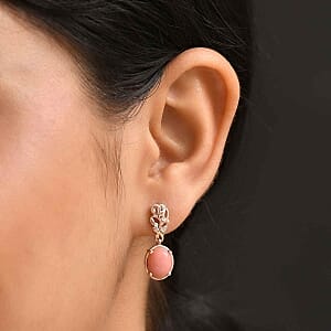 Vinicunca Peruvian Opal and White Zircon Fancy 4.93 ctw Earrings in Sterling Silver