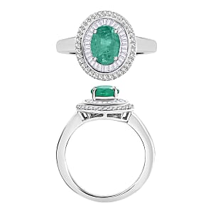 Luxoro Premium Kagem Zambian Emerald and G-H I2 Diamond 1.60 ctw Ring in 10K White Gold (Size 10) 1 (Del. in 10-12 Days)