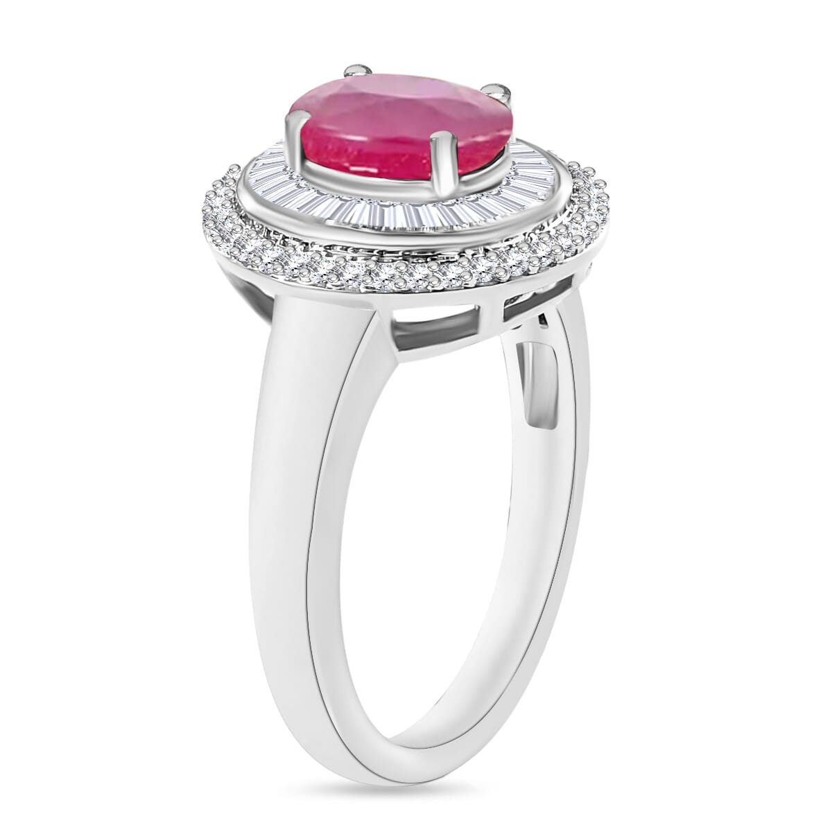 Luxoro Premium Mozambique Ruby and G-H I2 Diamond 2.00 ctw Ring in 10K White Gold (Size 10) 2 image number 2