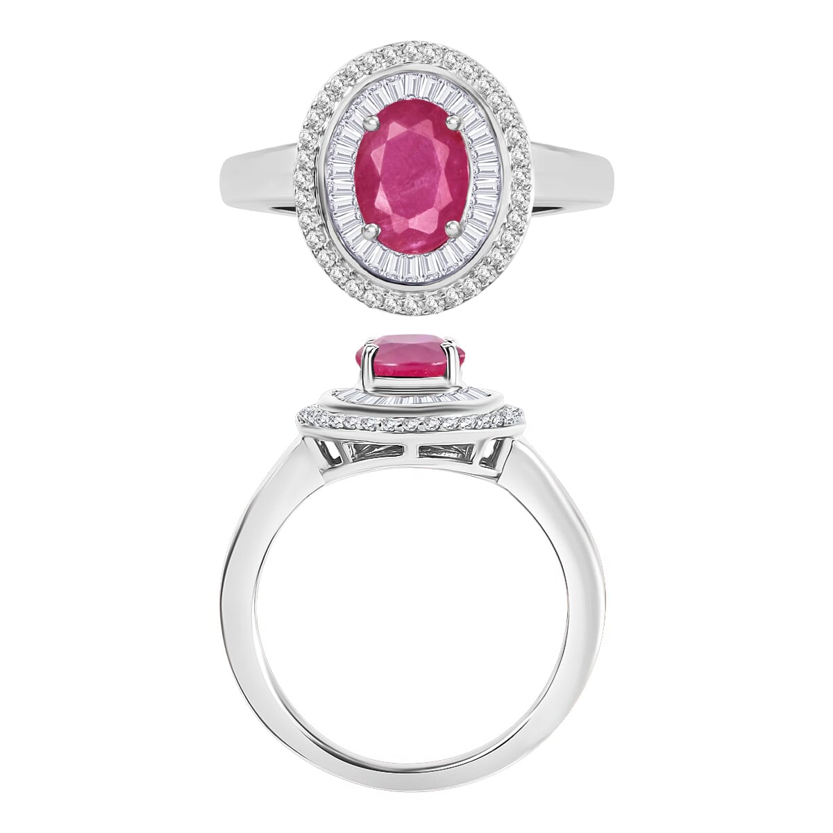 Luxoro Premium Mozambique Ruby and G-H I2 Diamond 2.00 ctw Ring in 10K White Gold (Size 10) 2 image number 3