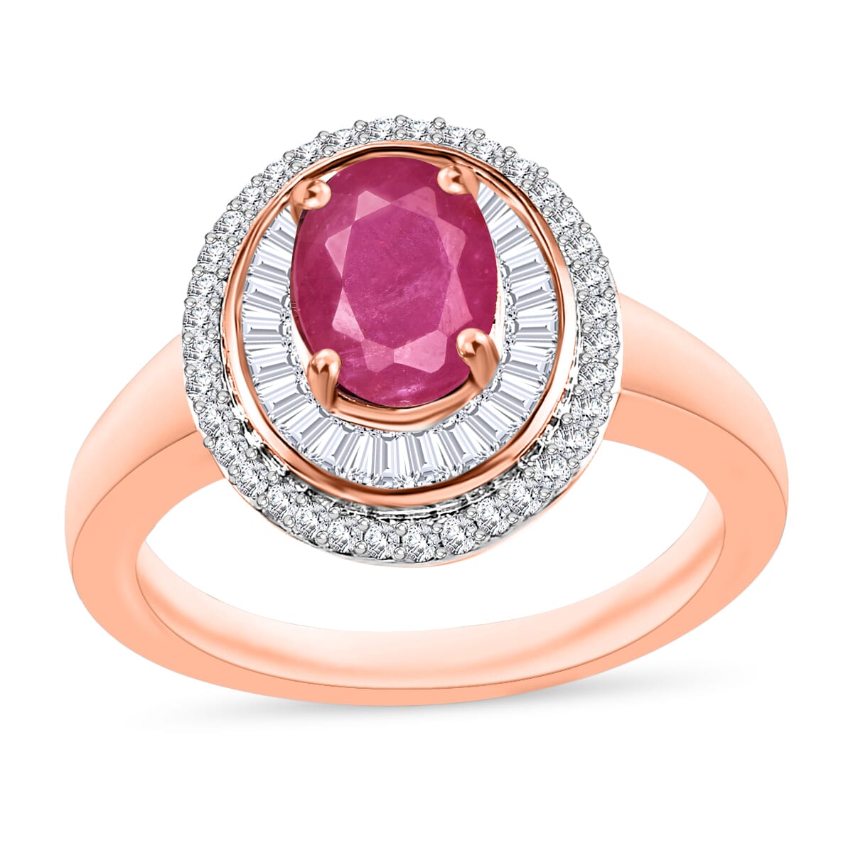 Luxoro Premium Mozambique Ruby and G-H I2 Diamond 2.00 ctw Ring in 10K White Gold (Size 10) 2 image number 0