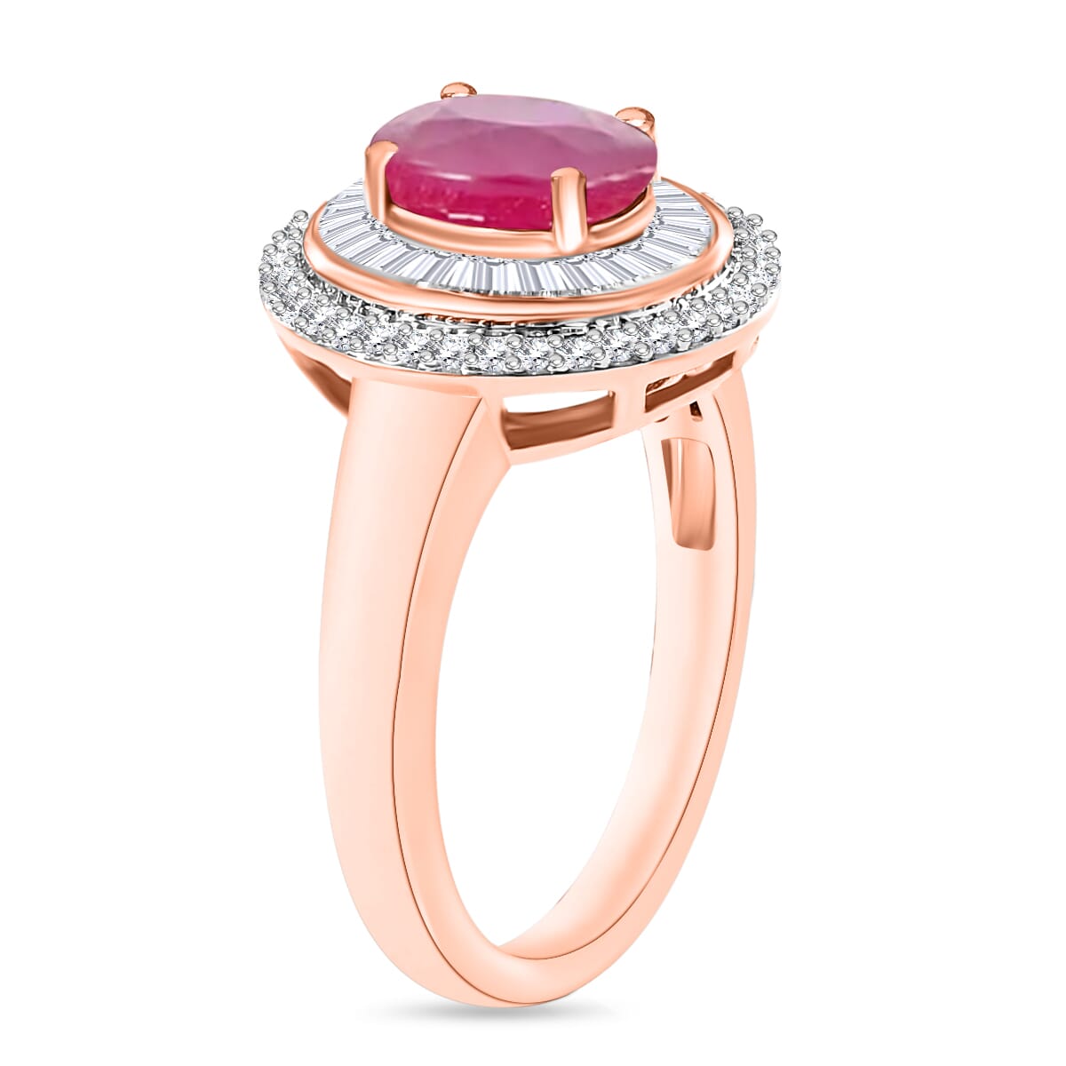 Luxoro Premium Mozambique Ruby and G-H I2 Diamond 2.00 ctw Ring in 10K White Gold (Size 10) 2 image number 2
