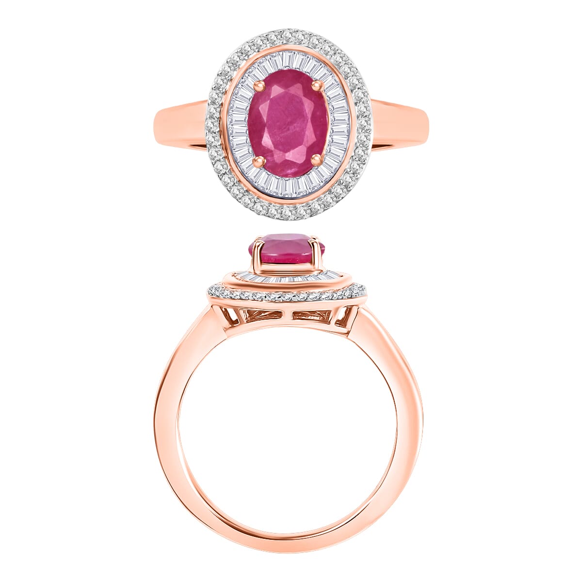 Luxoro Premium Mozambique Ruby and G-H I2 Diamond 2.00 ctw Ring in 10K White Gold (Size 10) 2 image number 3