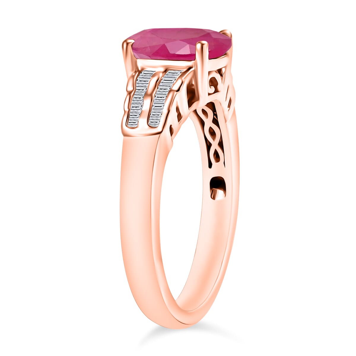 Luxoro Premium Mozambique Ruby and G-H I2 Diamond Ring in 10K Rose Gold (Size 10.0) 2.78 ctw image number 2