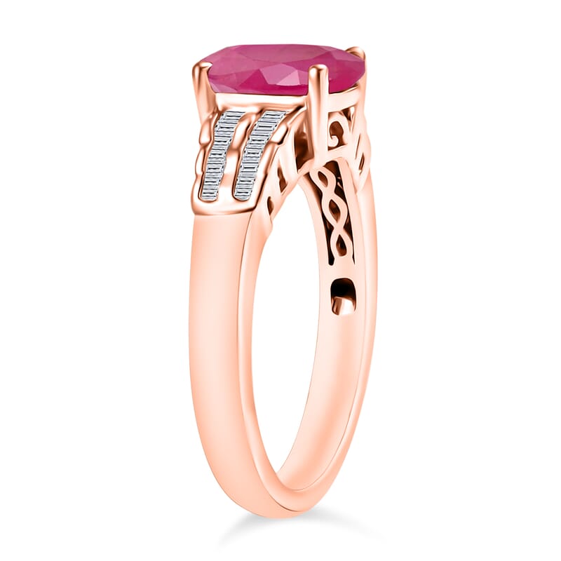 Luxoro Premium Mozambique Ruby and G-H I2 Diamond 2.78 ctw Ring in 10K Rose Gold (Size 10.0) 5.4 Grams