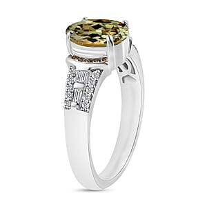 Luxoro AAA Turkizite and I2 Natural Champagne and White Diamond 2.23 ctw Ring in 14K White Gold (Size 10.0) (Del. in 10-12 Days)