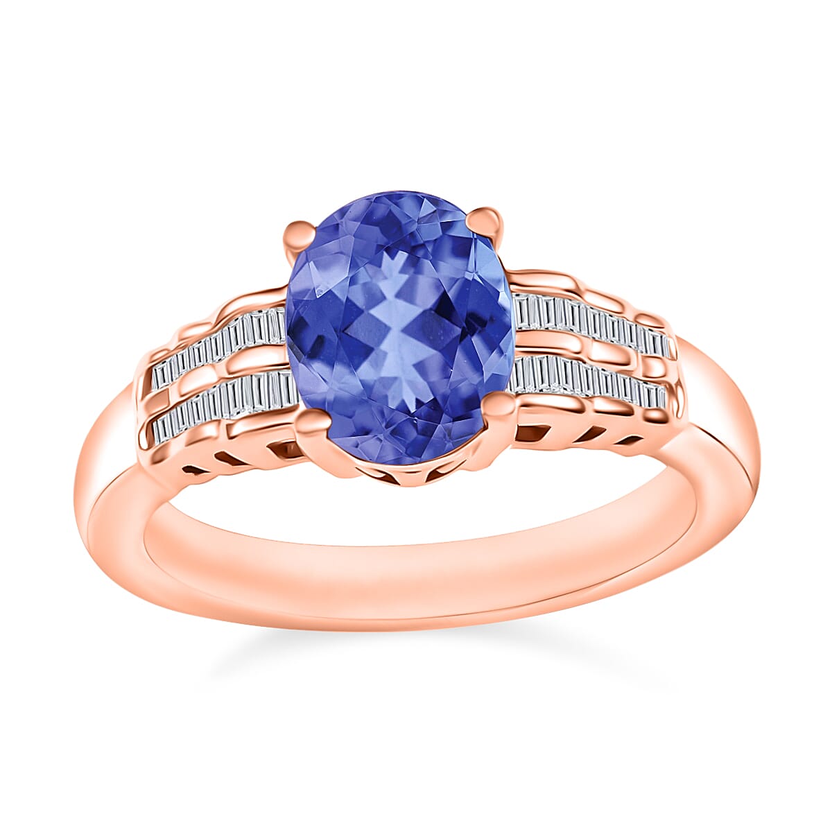 Luxoro Premium Tanzanite and G-H I2 Diamond 2.10 ctw Ring in 10K Rose Gold (Size 10.0) (Del. in 10-12 Days) image number 0