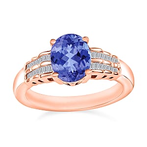 Luxoro Premium Tanzanite and G-H I2 Diamond 2.10 ctw Ring in 10K Rose Gold (Size 10.0) (Del. in 10-12 Days)