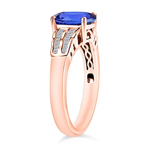 Luxoro Premium Tanzanite and G-H I2 Diamond 2.10 ctw Ring in 10K Rose Gold (Size 10.0) (Del. in 10-12 Days)