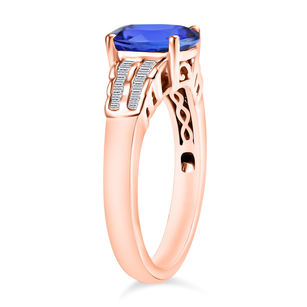 Luxoro Premium Tanzanite and G-H I2 Diamond 2.10 ctw Ring in 10K Rose Gold (Size 11.0) image number 2