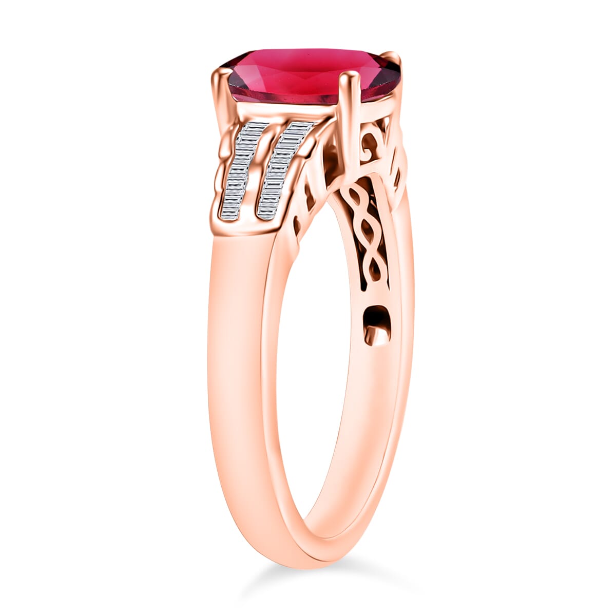 Luxoro Premium Ouro Fino Rubellite and G-H I2 Diamond Ring in 10K Rose Gold (Size 10.0) 2.48 ctw image number 2