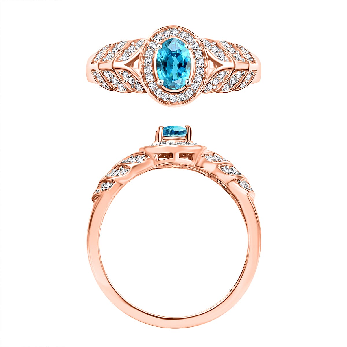 Cambodian Blue Zircon/0.90/Rose Gold Over Sterling Silver / 10 - Product card gallery slide 4 (9433246597375)