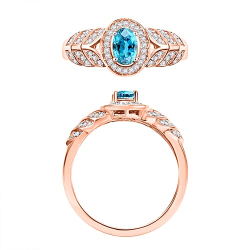 Cambodian Blue Zircon/0.90/Rose Gold Over Sterling Silver / 10 - Product card gallery slide 4 (9433246597375)