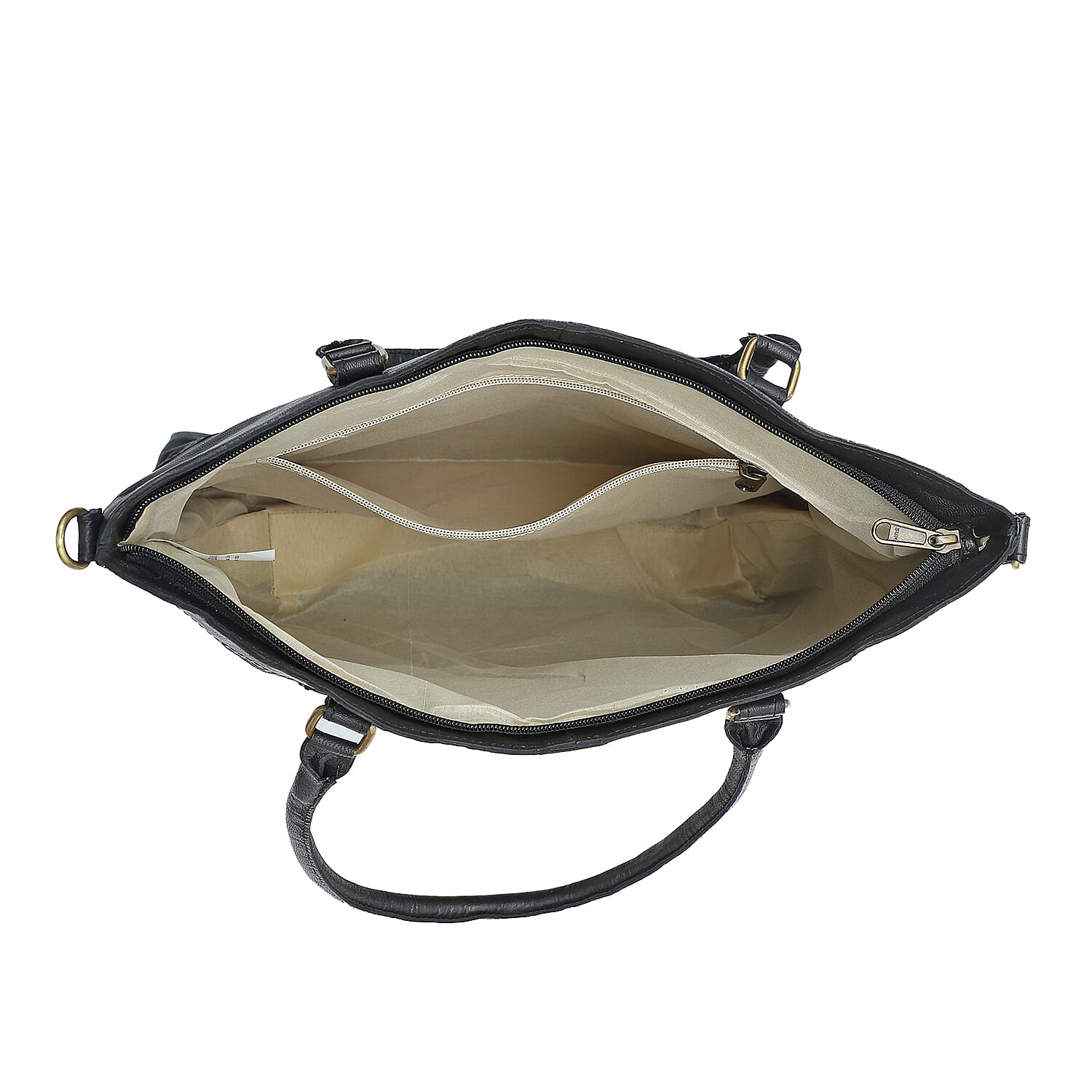 Black Genuine Leather RFID Protected Tote Bag with Adjustable Detachable Shoulder Strap