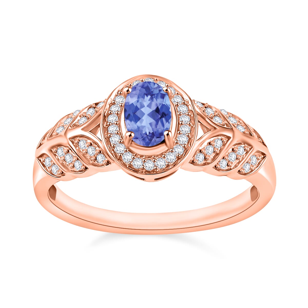 Tanzanite and Moissanite 0.69 ctw Ring in 18K Vermeil Rose Gold Over Sterling Silver (Size 10) 0 image number 0