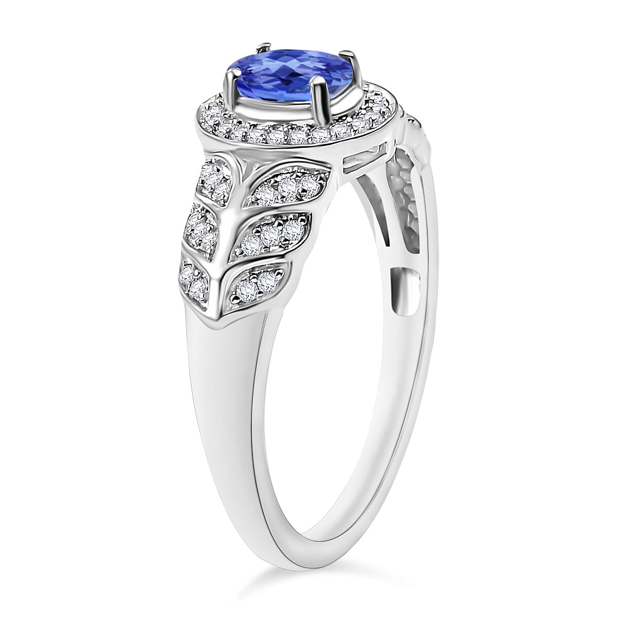 Tanzanite and Moissanite 0.69 ctw Ring in Rhodium Over Sterling Silver (Size 9.5) (Del. in 10-12 Days) image number 2