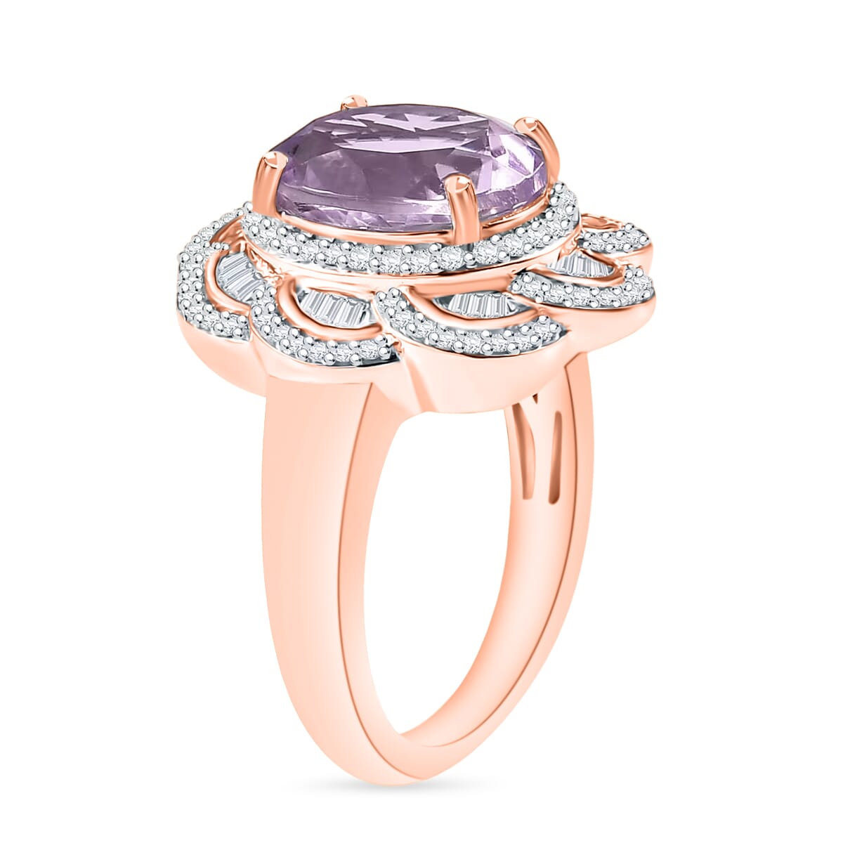 Premium Martha Rocha Kunzite and Diamond 4.95 ctw Ring in 18K Vermeil Rose Gold Over Sterling Silver (Size 10) 4 image number 2