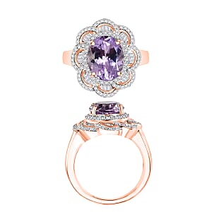 Premium Martha Rocha Kunzite and Diamond 4.95 ctw Ring in 18K Vermeil Rose Gold Over Sterling Silver (Size 10) 4 (Del. in 10-12 Days)
