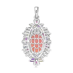 Premium Vinicunca Peruvian Opal 8.12 ctw Cluster Pendant in Rhodium Over Sterling Silver