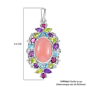 Premium Vinicunca Peruvian Opal 8.12 ctw Cluster Pendant in Rhodium Over Sterling Silver