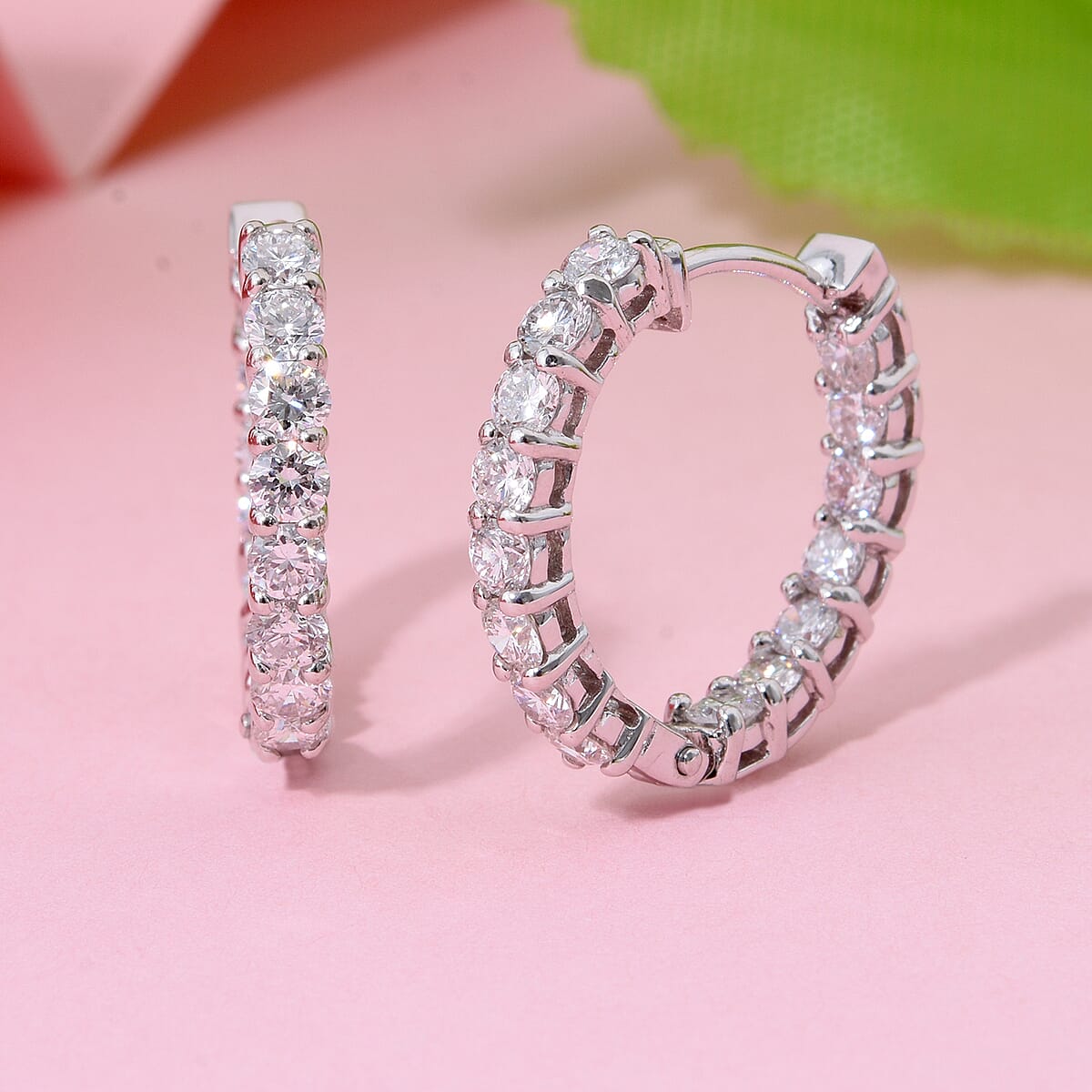 Luxuriant Lab Grown Diamond G-H SI 2.00 ctw Hoop Earrings in Rhodium Over Sterling Silver  image number 1