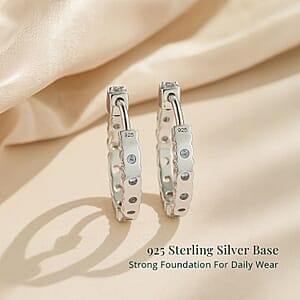 Luxuriant Lab Grown Diamond G-H SI 2.00 ctw Hoop Earrings in Rhodium Over Sterling Silver 