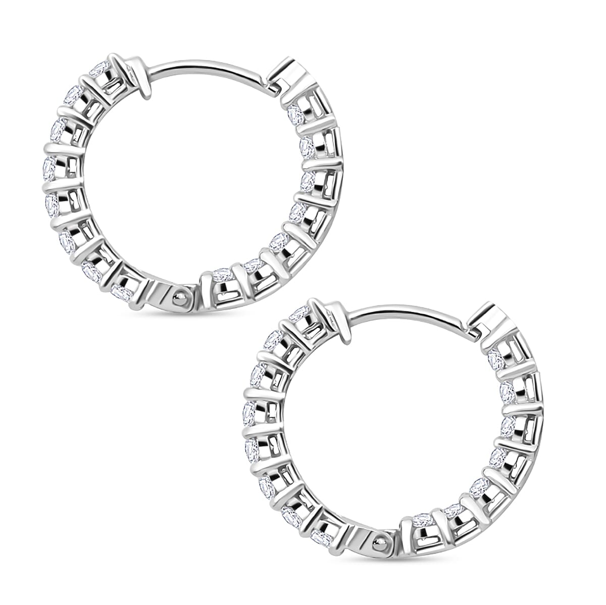 Luxuriant Lab Grown Diamond G-H SI 2.00 ctw Hoop Earrings in Rhodium Over Sterling Silver  image number 3