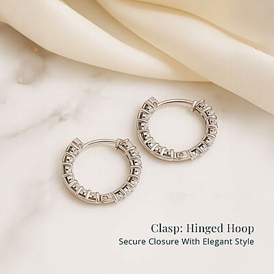 Luxuriant Lab Grown Diamond G-H SI 2.00 ctw Hoop Earrings in Rhodium Over Sterling Silver