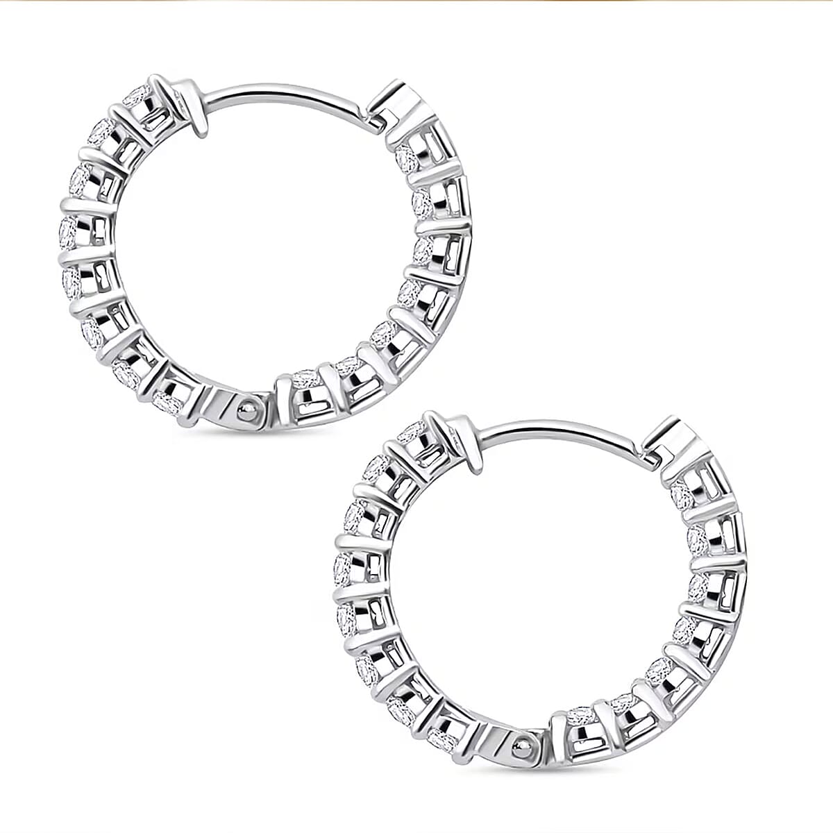 Luxuriant Lab Grown Diamond G-H SI 2.00 ctw Hoop Earrings in Rhodium Over Sterling Silver  image number 7
