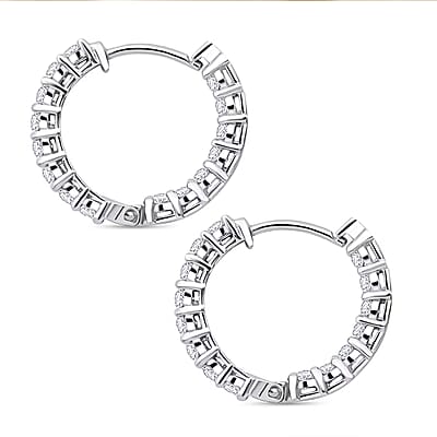 Luxuriant Lab Grown Diamond G-H SI 2.00 ctw Hoop Earrings in Rhodium Over Sterling Silver