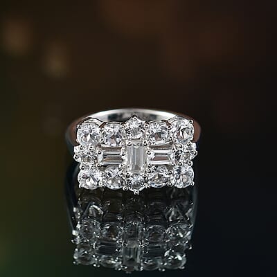 D'Joy Golconda Topaz 2.70 ctw Boat Ring in Platinum Over Sterling Silver (Size 10.0) 
