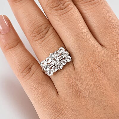 D'Joy Golconda Topaz 2.70 ctw Boat Ring in Platinum Over Sterling Silver (Size 10.0) 