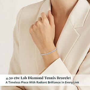 Luxuriant Lab Grown Diamond G-H SI 4.30 ctw Tennis Bracelet in Rhodium Over Sterling Silver (8.00 In)