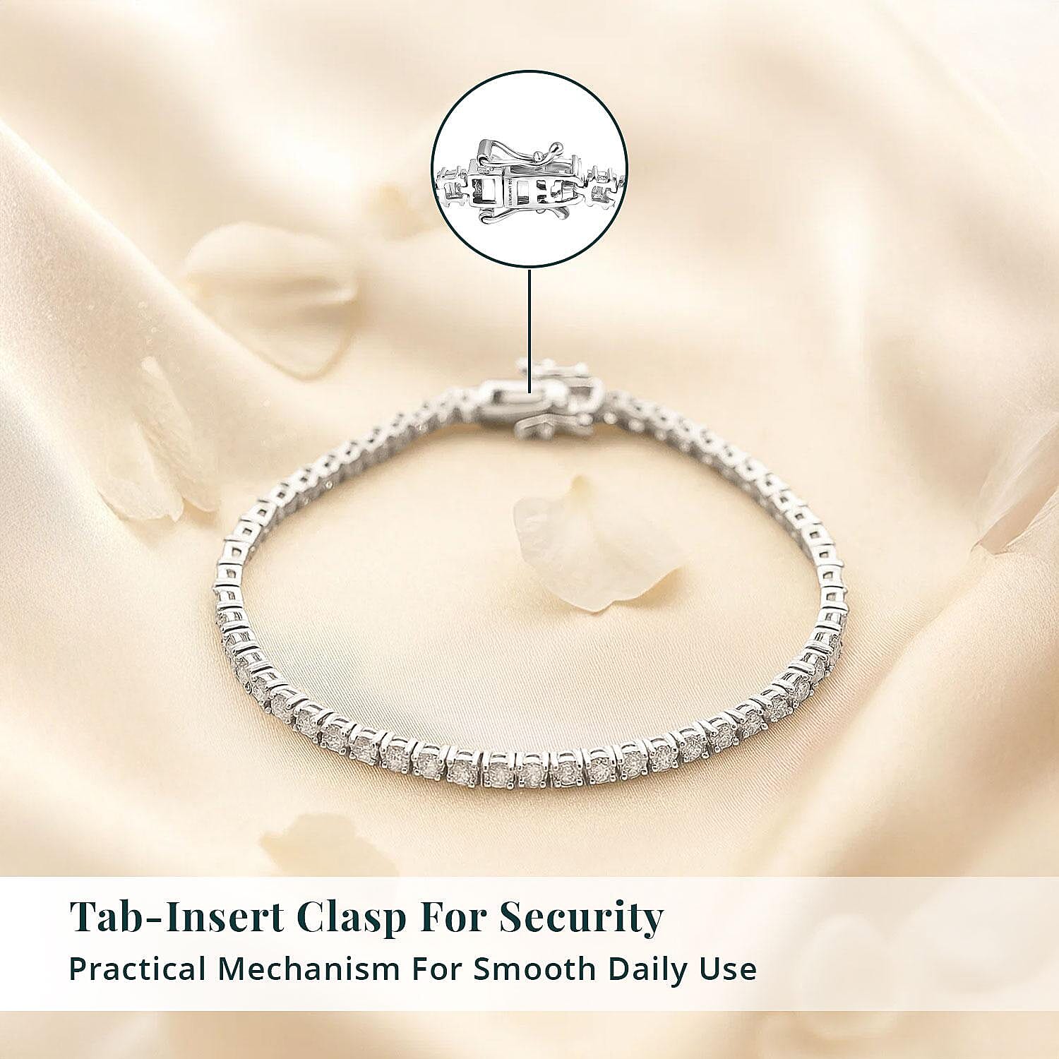 Luxuriant Lab Grown Diamond G-H SI 4.30 ctw Tennis Bracelet in Rhodium Over Sterling Silver (8.00 In)
