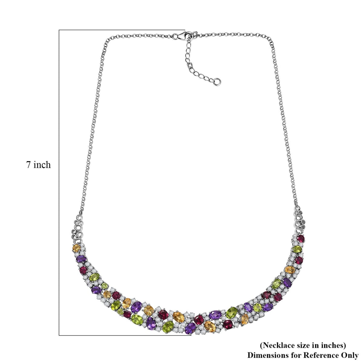 GP Royal Art Deco Collection Multi Gemstone 26.75 ctw Necklace in Rhodium Over Sterling Silver 18 Inches image number 5