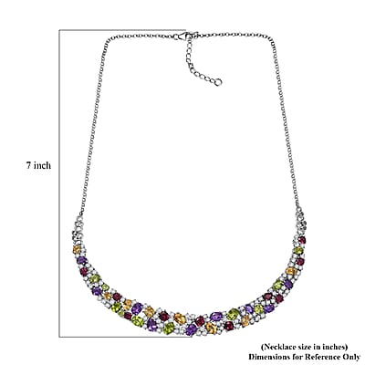 GP Royal Art Deco Collection Multi Gemstone 26.75 ctw Necklace in Rhodium Over Sterling Silver 18 Inches