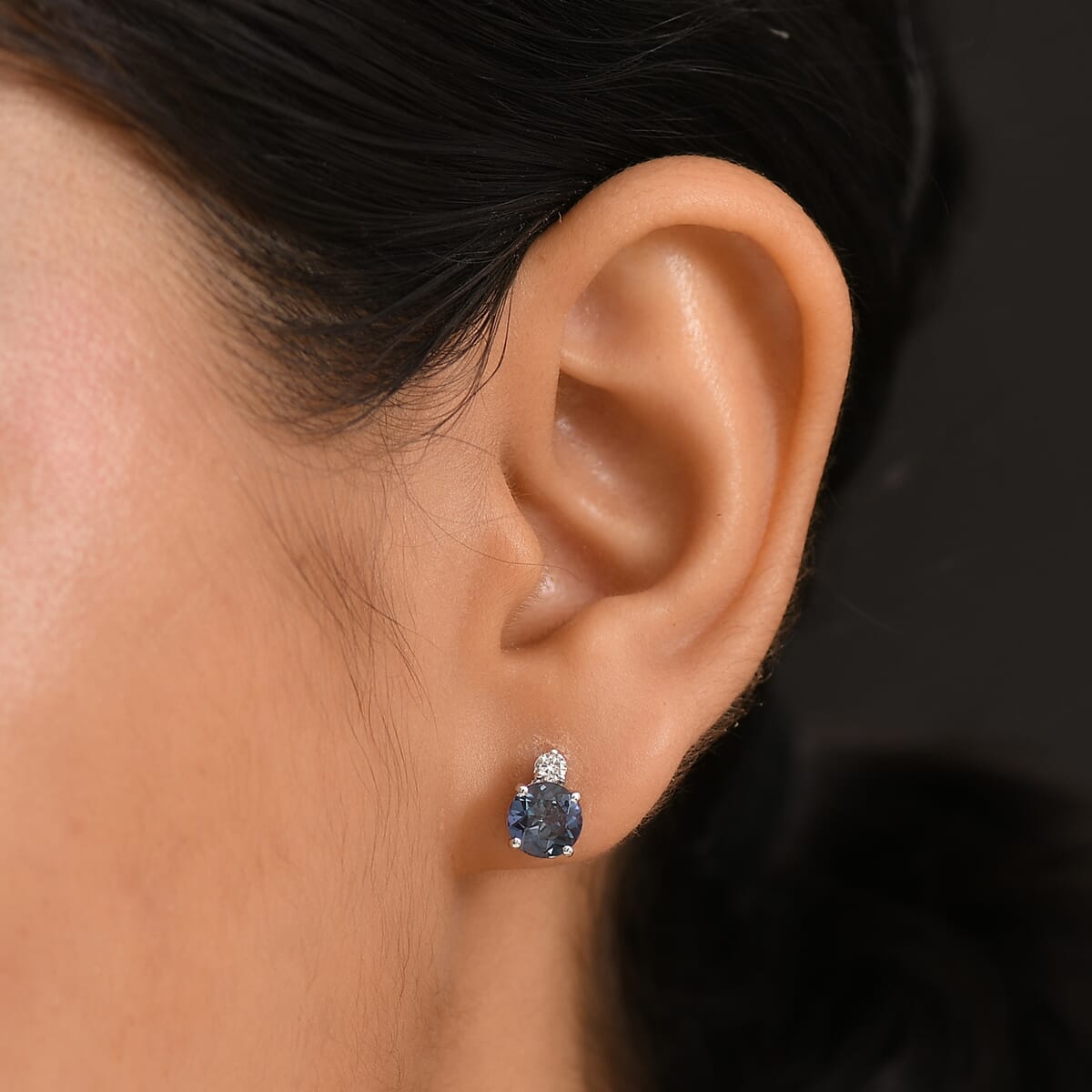 Certified & Appraised 10K White Gold AAA Luxuriant Lab Grown Alexandrite, Lab Grown Diamond (G-H, SI) Earrings 2.68 ctw image number 2