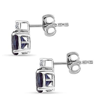 Certified & Appraised AAA Luxuriant Lab Grown Alexandrite and G-H SI Lab Grown Diamond 2.68 ctw Earrings in 10K White Gold