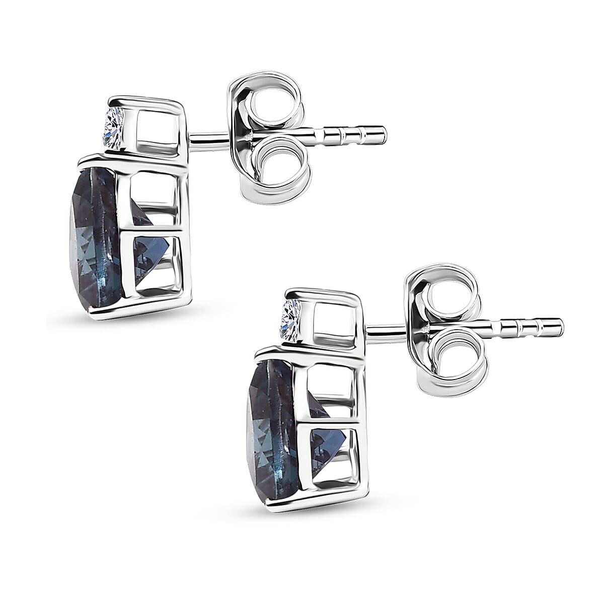 Certified & Appraised AAA Luxuriant Lab Grown Alexandrite and G-H SI Lab Grown Diamond 2.95 ctw Earrings in 10K White Gold image number 3