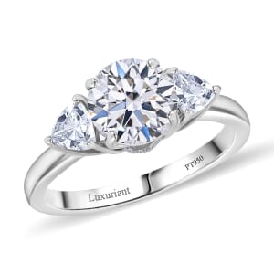 IGI Certified Luxuriant Lab Grown Diamond E-F VS 2.40 ctw Trinity Hidden Halo Ring in 950 Platinum (Size 10.0)