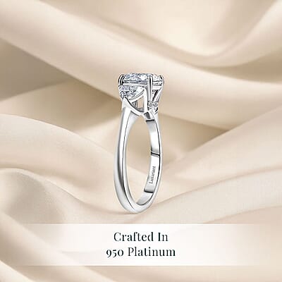 IGI Certified Luxuriant Lab Grown Diamond E-F VS 2.40 ctw Trinity Hidden Halo Ring in 950 Platinum (Size 10.0)