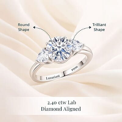 IGI Certified Luxuriant Lab Grown Diamond E-F VS 2.40 ctw Trinity Hidden Halo Ring in 950 Platinum (Size 10.0)