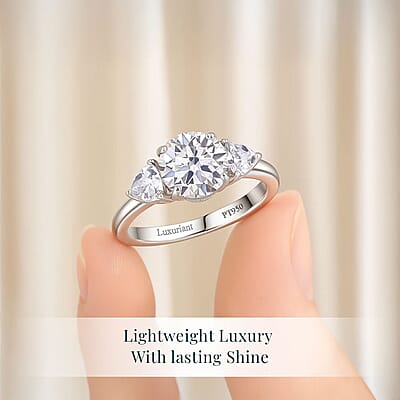 IGI Certified Luxuriant Lab Grown Diamond E-F VS 2.40 ctw Trinity Hidden Halo Ring in 950 Platinum (Size 10.0)
